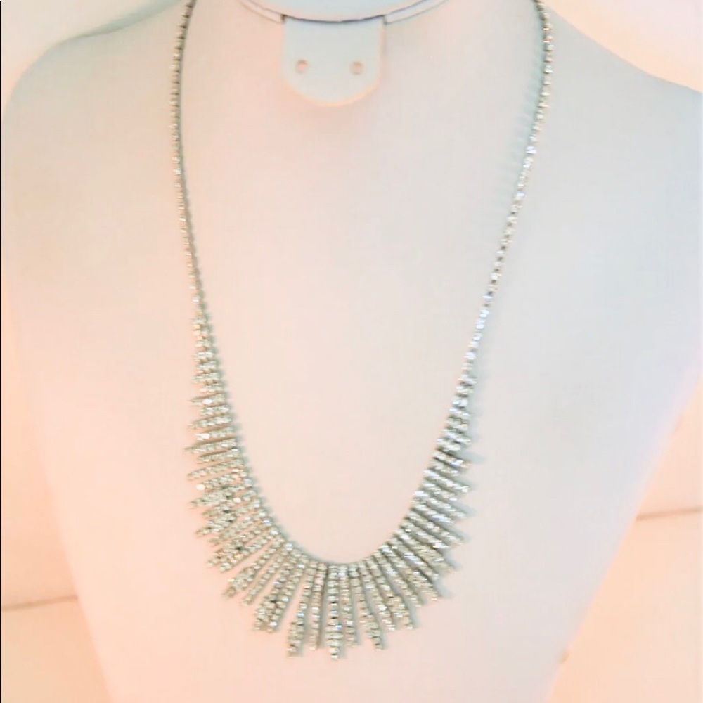 NWOB Inc crystal zirconia silver necklace